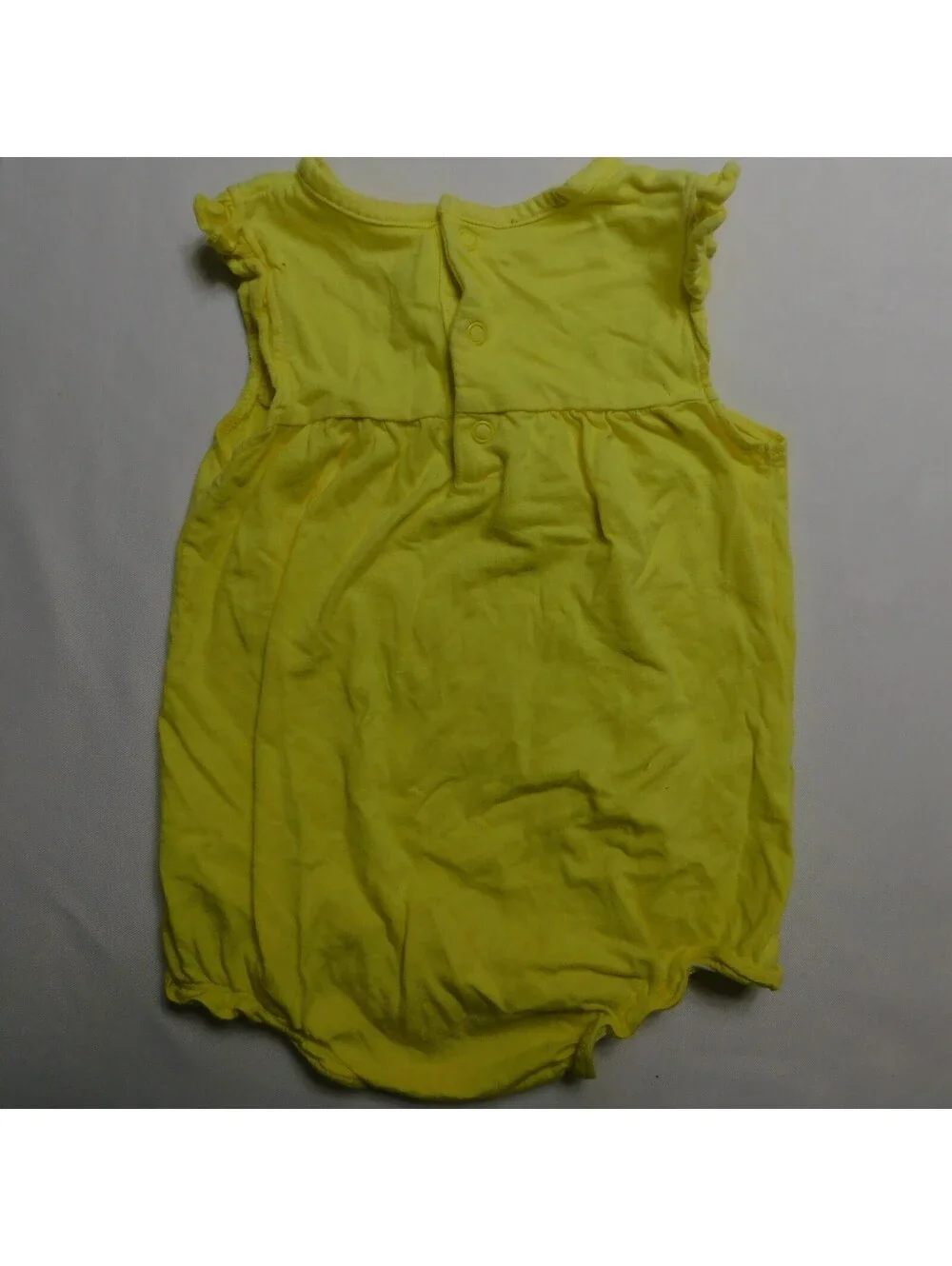 Carters Baby Girls 18 Months Yellow Romper Embroidered Floral White Flowers One